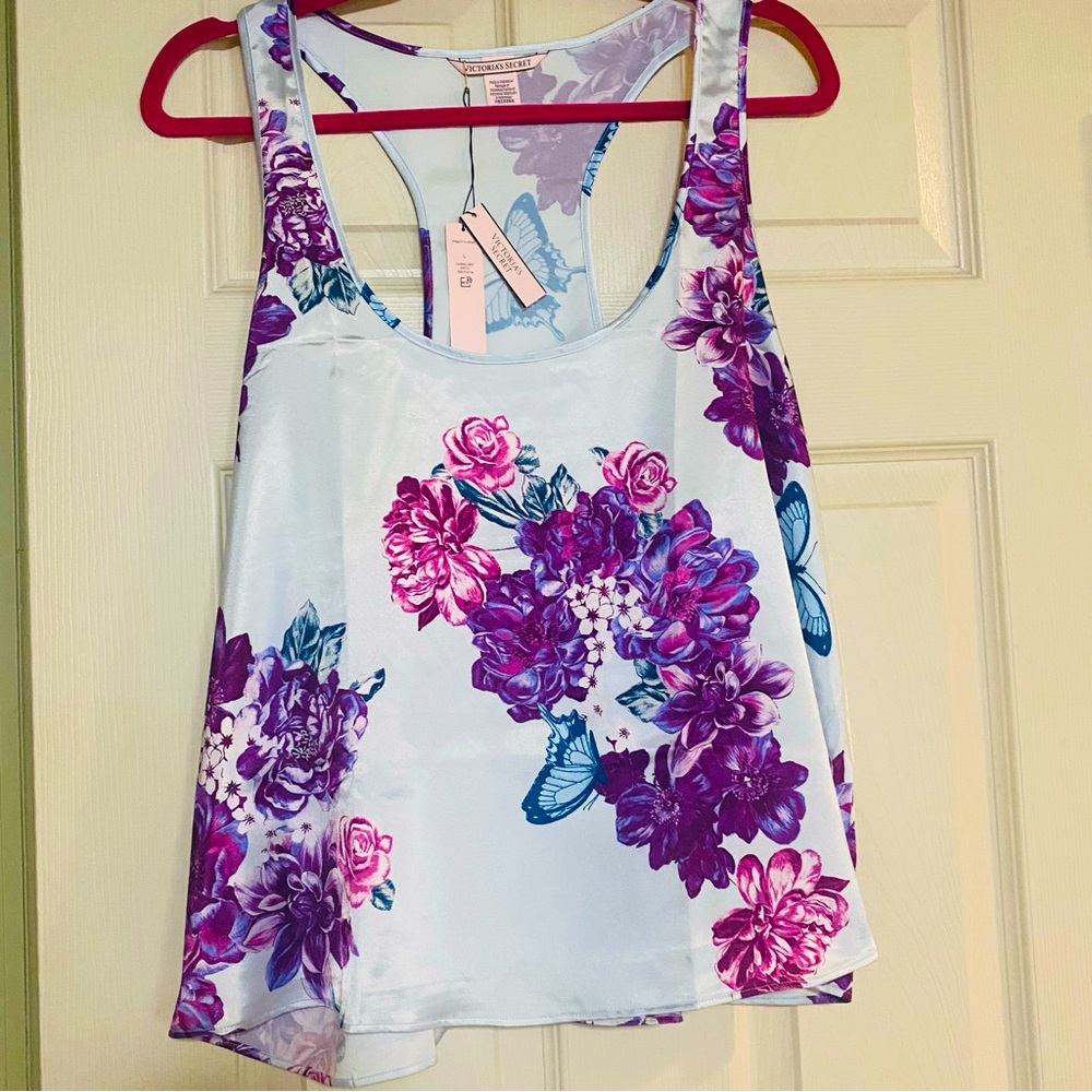 NWT Victoria’s Secret floral satin sleep top size L